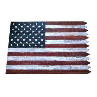 36 in. Rustic Wooden American Flag Indoor/Outdoor Wall Art | The Home Depot