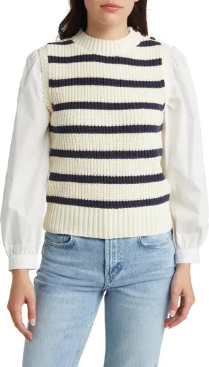 Bambi Mix Media Stripe Crewneck Sweater | Nordstrom