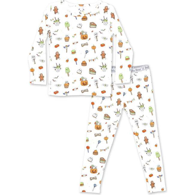 Bellabu Bear | Halloween Treats Bamboo Kids Pajamas, (White, Size 4Y) | Maisonette | Maisonette
