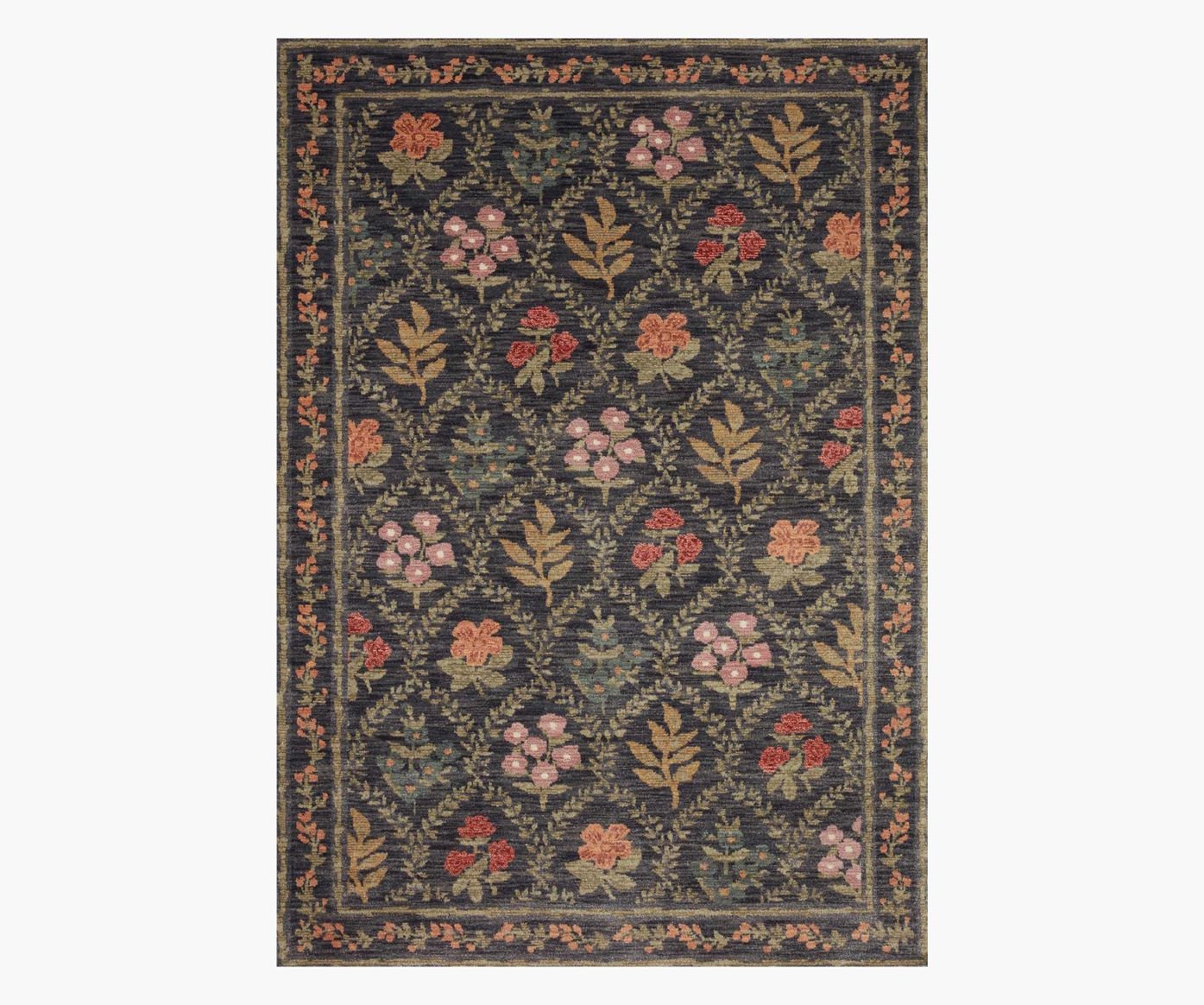 Fiore Hawthorne Charcoal Power-Loomed Rug | Rifle Paper Co.