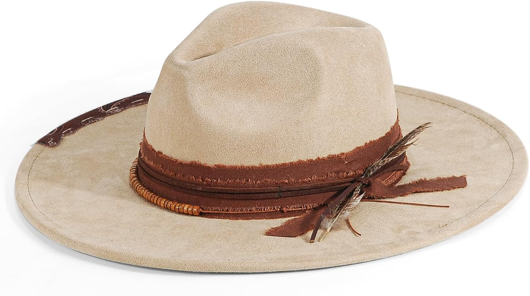 Brim Fedora Hats for Women Mens Boho Western Rancher Hat Handmade | Amazon (US)