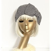 Beret Hat Bow, Black & White Houndstooth, Wool & Hat, With Bow | Etsy (US)