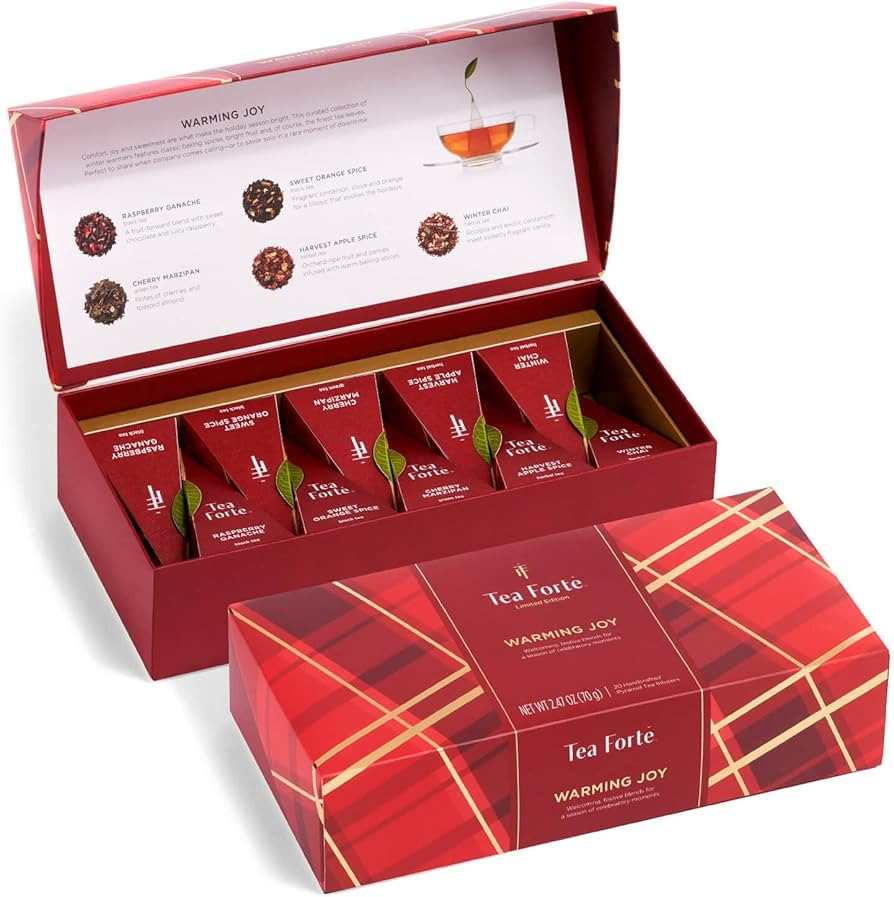 Tea Forte Warming Joy Gift Set, Holiday Spice Tea Sampler with 10 Pyramid Tea Infusers in Petite ... | Amazon (US)