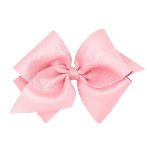 Wee Ones Girls' Plain Wrap Classic Grosgrain Hair Bows on a WeeStay No-Slip Hair Clip, Handmade, Wide King, Light Pink | Amazon (US)