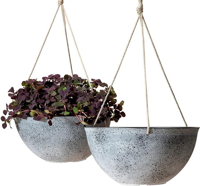 LA JOLIE MUSE Large Hanging Planters for Outdoor Plants - 13 Inch Hanging Flower Pots with Draina... | Amazon (US)