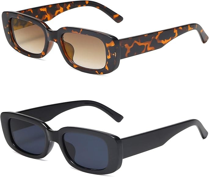 VANLINKER Rectangle Retro Vintage 90s Sunglasses For Women Dollger Rectangular Chunky Glasses Escape | Amazon (CA)