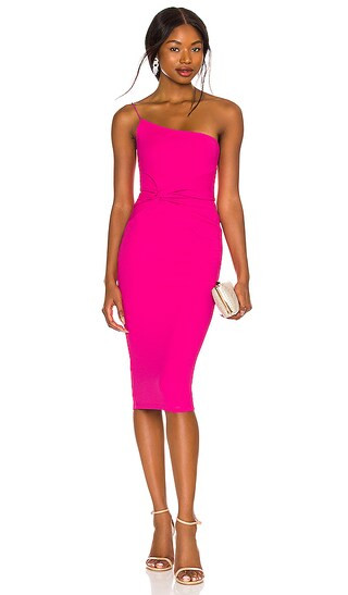 Lust One Shoulder Midi Dress in Neon Pink | Revolve Clothing (Global)