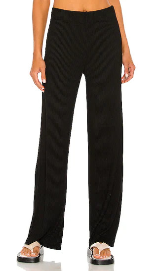 Rib Straight Leg Pant in Black | Revolve Clothing (Global)