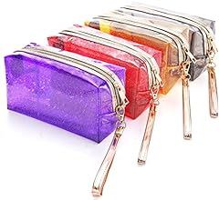 4Pcs Waterproof Cosmetic Bags PVC Transparent Zippered Toiletry Bag with Handle Strap Portable Cl... | Amazon (CA)