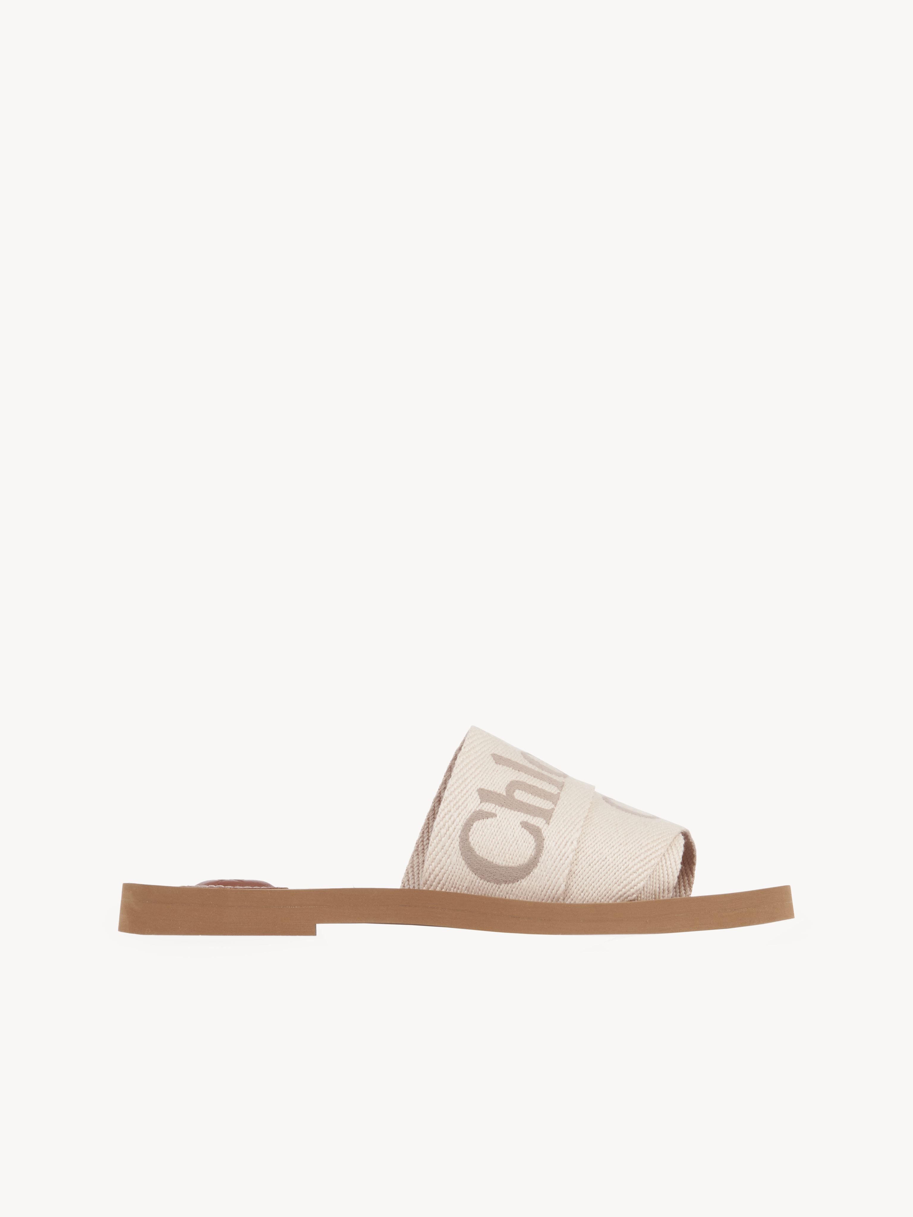 CHLOÉ Woody flat mule Beige Size 12 90% Linen, 10% Polyester | Chloe US