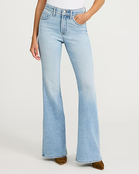High Waisted Light Wash '70s Flare Jeans | Express