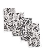Set Of 4 Sketched Skulls Napkins | TJ Maxx