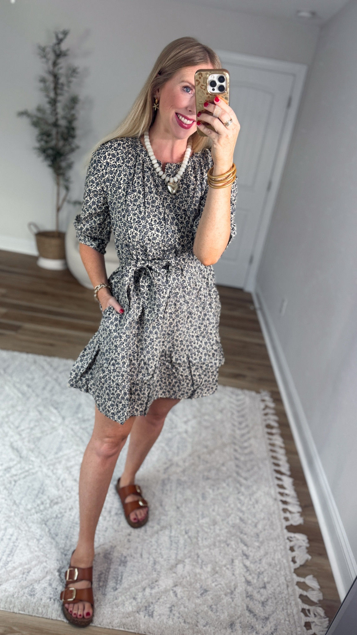 Weekend Walmart Wins try on
Cream & navy floral mini dress- small, the arm opening with buttons is TIGHT. Will probably need to unbutton just fyi!

#LTKootd #LTKmomlife