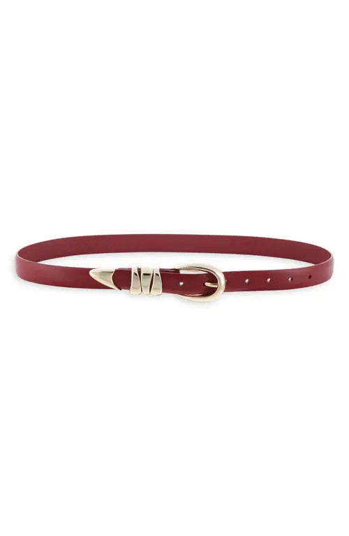 Madewell Chunky Metal Leather Belt in Wild Cranberry at Nordstrom, Size Large | Nordstrom