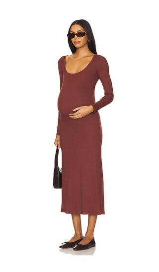 The Long Sleeve Rib Dress in Cinnamon | Revolve Clothing (Global)