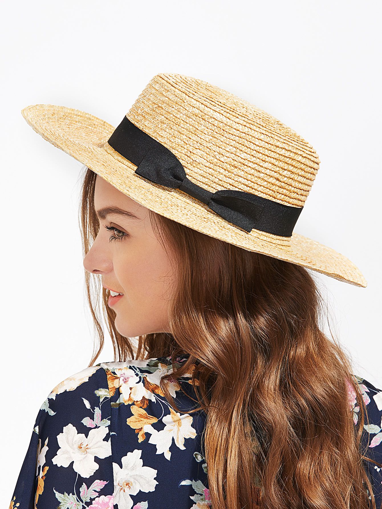 Bow Band Straw Boater Hat | ROMWE