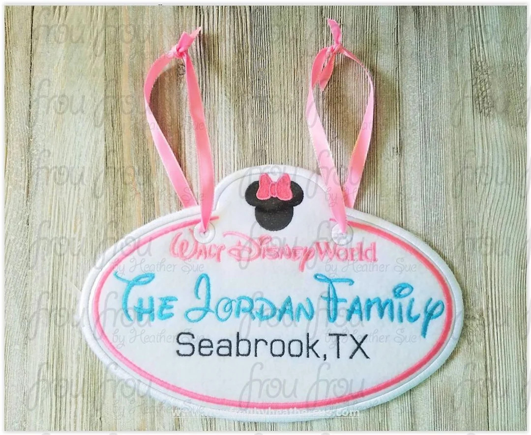 Digital Embroidery Design Machine Applique Stroller Name Tag Dis World with Miss Mouse Head IN TH... | Etsy (US)