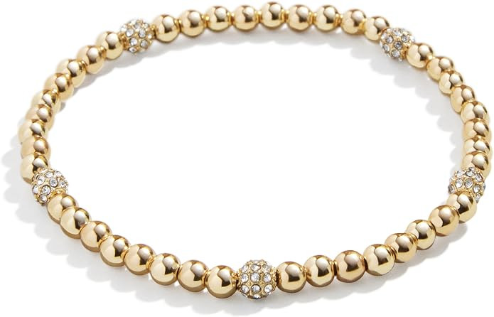 BaubleBar Carly Stretch Bracelet for Women - Elegant Bead Chain Design - Brass & Cubic Zirconia -... | Amazon (US)