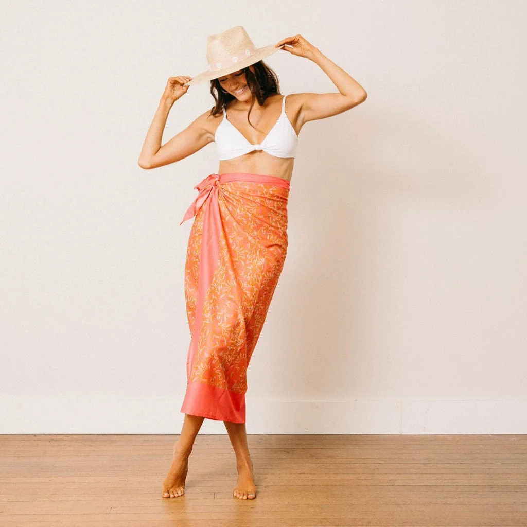 Pink Folk Floral Sarong | Sunshine Tienda