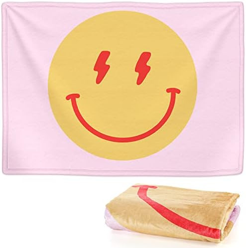 50 x 60 Inch Christmas Pink Smile Face Pattern Blanket Fluffy Preppy Blanket Lightweight Cute Smile  | Amazon (US)
