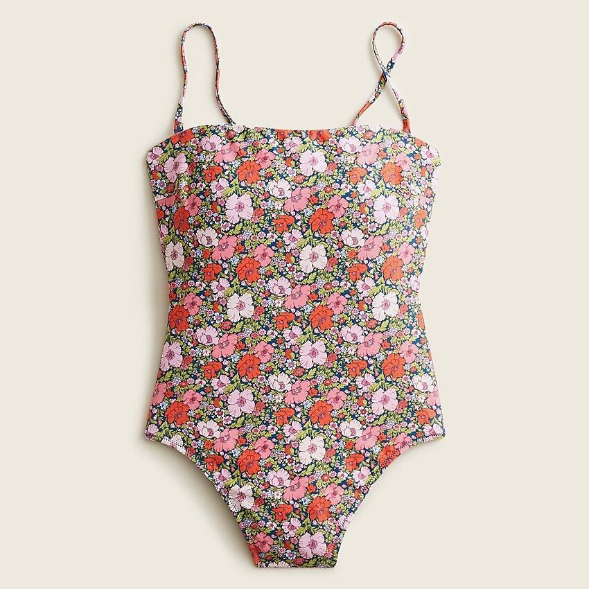 Bandeau one piece Swimsuit Floral  | J.Crew US