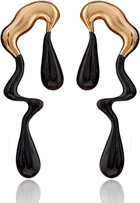 Aksod Teardrop Earrings Gold Palated Earrings Large Irregular Geometric Studs Big Lightweight Wat... | Amazon (US)