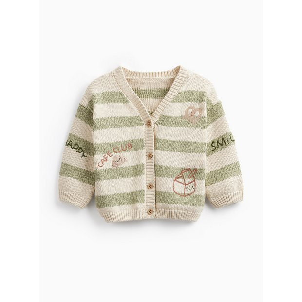 Buy Green Stripe Print V Neck Cardigan 18-24 months | Jumpers and cardigans | Tu | Tu Clothing