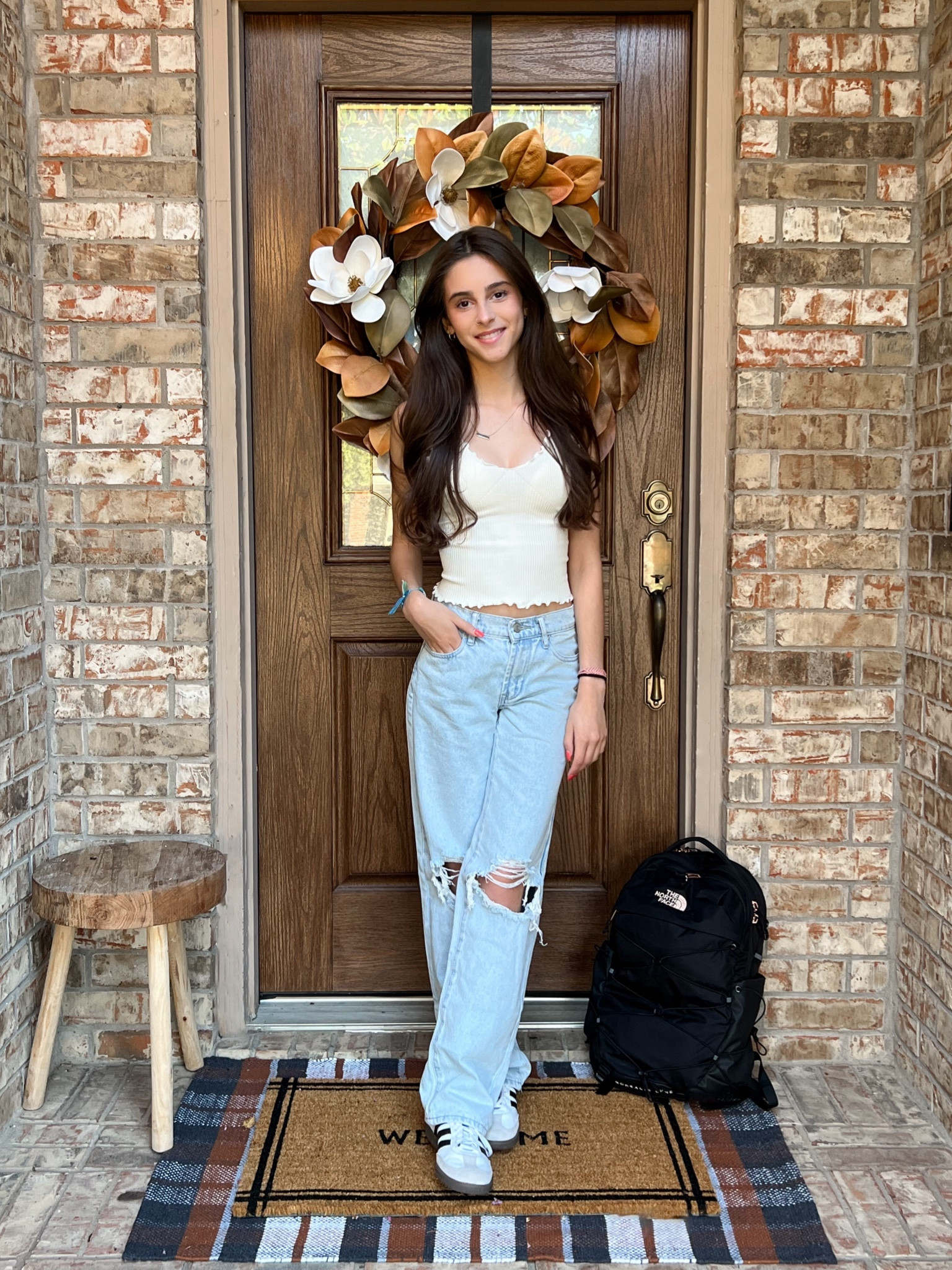 School picture day outfit | Back to school
Ribbed tank: XS
Low rise straight leg jeans: 22
White & blue Sambas: women’s 6
#TeenOutfit

#LTKFindsUnder100 #LTKBacktoSchool #LTKKids