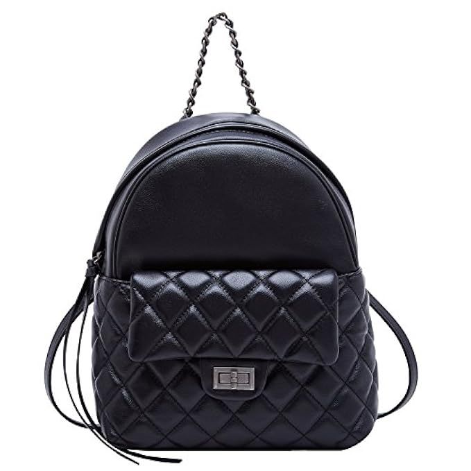 BOYATU Genuine Leather Backpack Purse for Women School Bag Mini Travel Rucksack (Black-02) | Amazon (US)