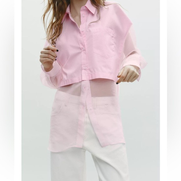 ZARA ORGANZA COMBINATION OVERSIZED SHIRT | Poshmark