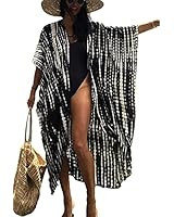 Bsubseach Stylish Tie Dye Open Front Long Kimono Swimsuit Cover up for Women | Amazon (US)