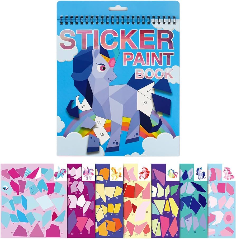 Sticker Book for Kids Ages 4-8 Sticker Paint Number Books Stickers for Kids Horse Sticker Book Gi... | Amazon (US)