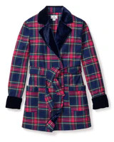 Women's Windsor Tartan Car Coat with Velvet Trim | Petite Plume