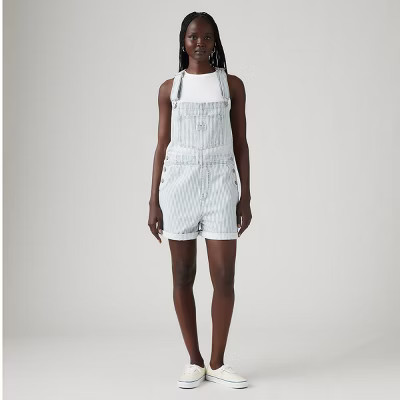 Levi's® Women's Vintage Shortalls - Handy Woman XS: Lightweight Denim, Stripe Pattern, Sleeveless, Snap Closure | Target