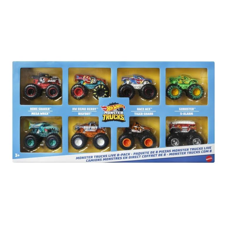Hot Wheels Monster Trucks Live 8-Pack, Toy Trucks, Gift for Kids 3 Years & Up | Walmart (US)