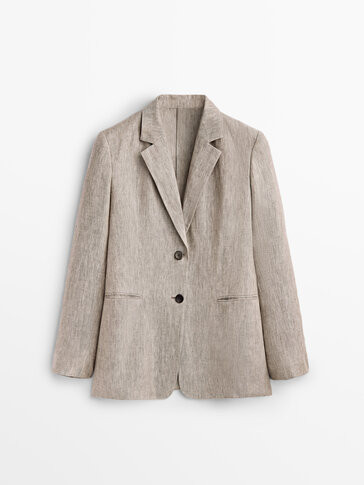Grey 100% linen blazer - Massimo Dutti | Massimo Dutti US