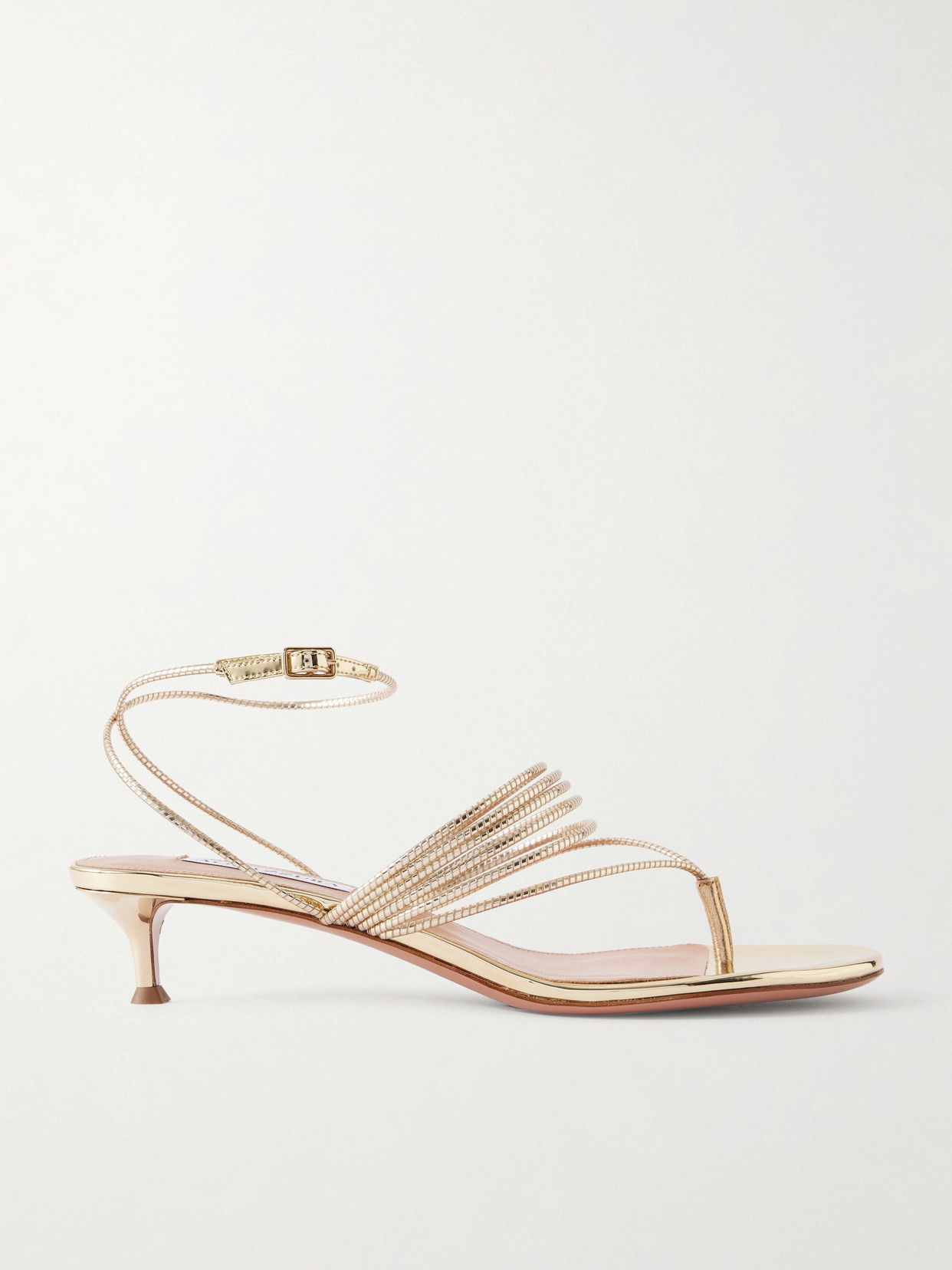 Aquazzura - Solare 30 Metallic Leather Sandals - Gold | NET-A-PORTER (US)