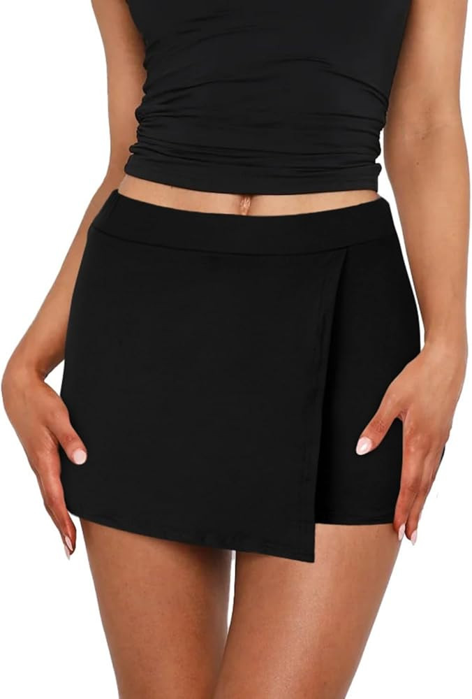 Mini Skirts for Women Black Skirt Sexy Skorts 2025 Trendy Y2k Tight Stretchy Night Club Outfits | Amazon (US)