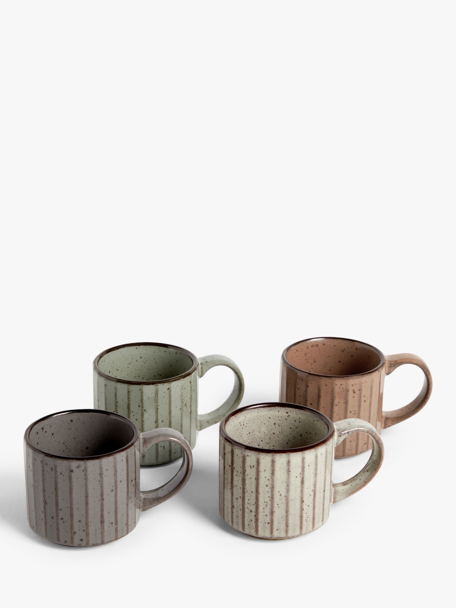 John Lewis & Partners Linear Stackable Stoneware Espresso Cups, Set of 4, 100ml, Multi | John Lewis (UK)