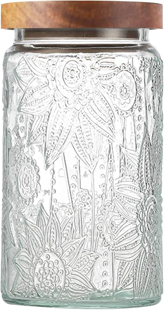 34 OZ Vintage Glass Jar with Lid, Airtight Food Storage Canisters with Bamboo for Kitchen Counter... | Amazon (US)