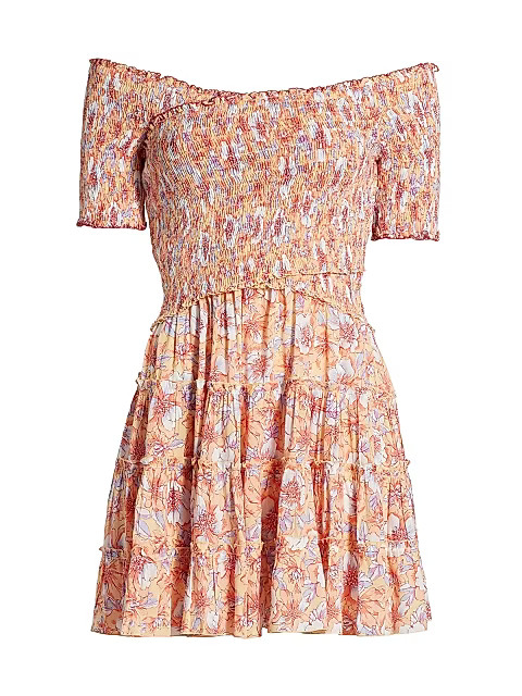 Soledad Floral-Print Smocked Minidress | Saks Fifth Avenue