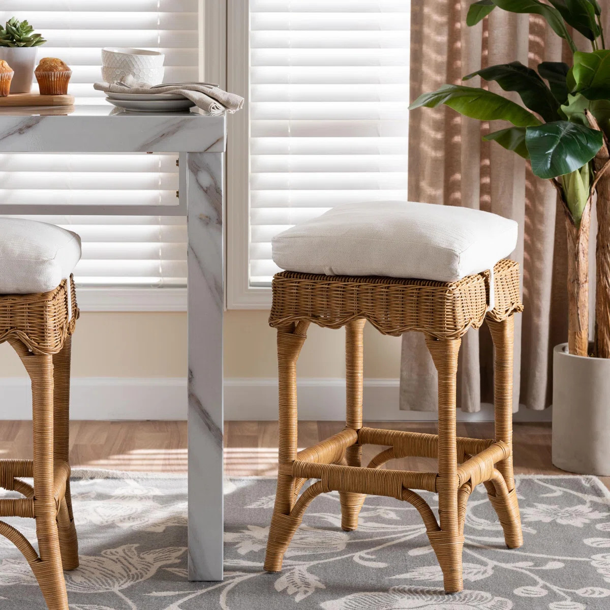 Muy Boho 24"H Rattan Counter Stool | Wayfair North America