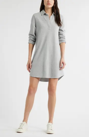 Caslon® Long Sleeve French Terry Polo Dress | Nordstrom | Nordstrom