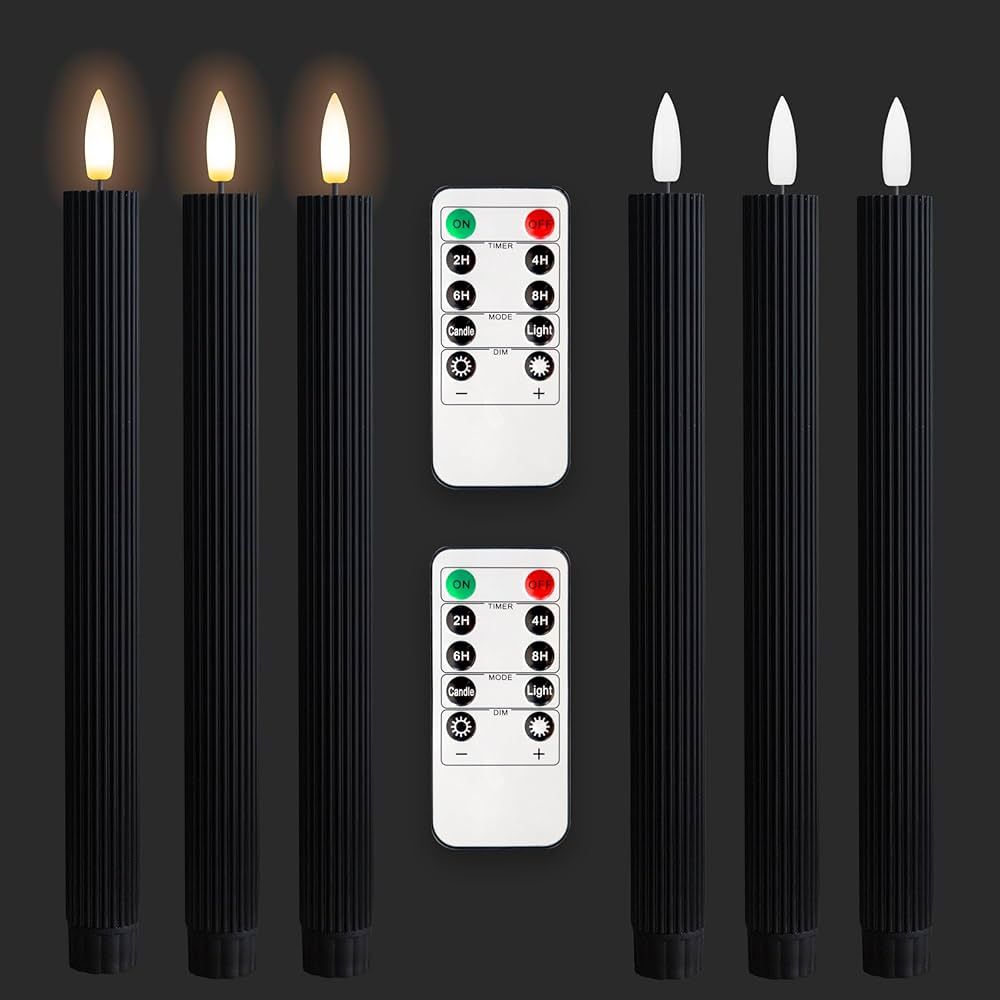 Flameless Taper Candles Battery Operated Flickering with Remote Timer, 10.24 inch Black Led Candl... | Amazon (US)