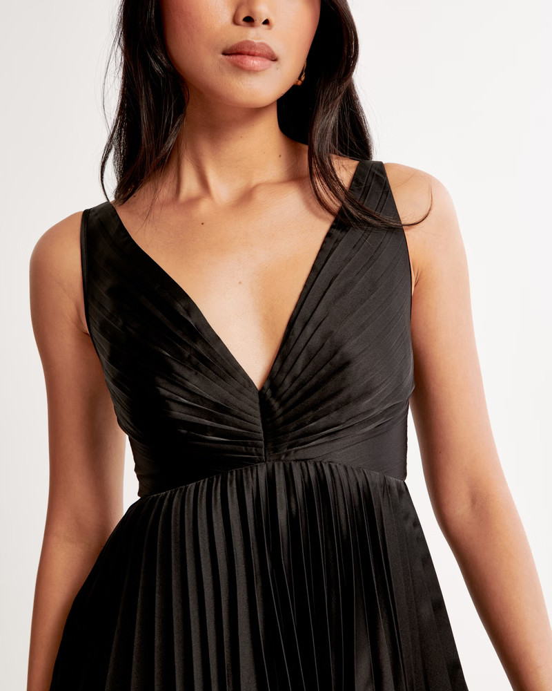 Plunge Pleated Mini Dress | Abercrombie & Fitch (US)
