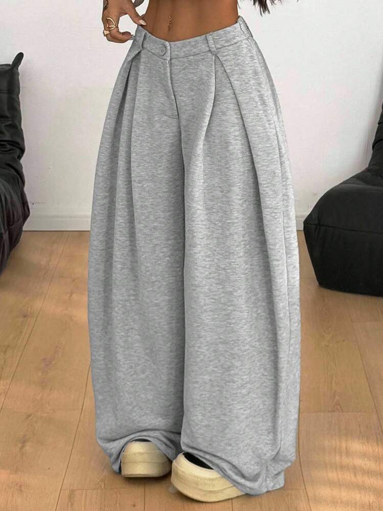 Coolane Women's Summer Vintage Casual Hippie Street Oversized French Grey Curved Hem Baggy Pants | SHEIN