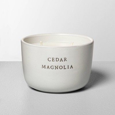 7.4oz Cedar Magnolia 2-Wick Ceramic Container Candle - Hearth &#38; Hand&#8482; with Magnolia | Target