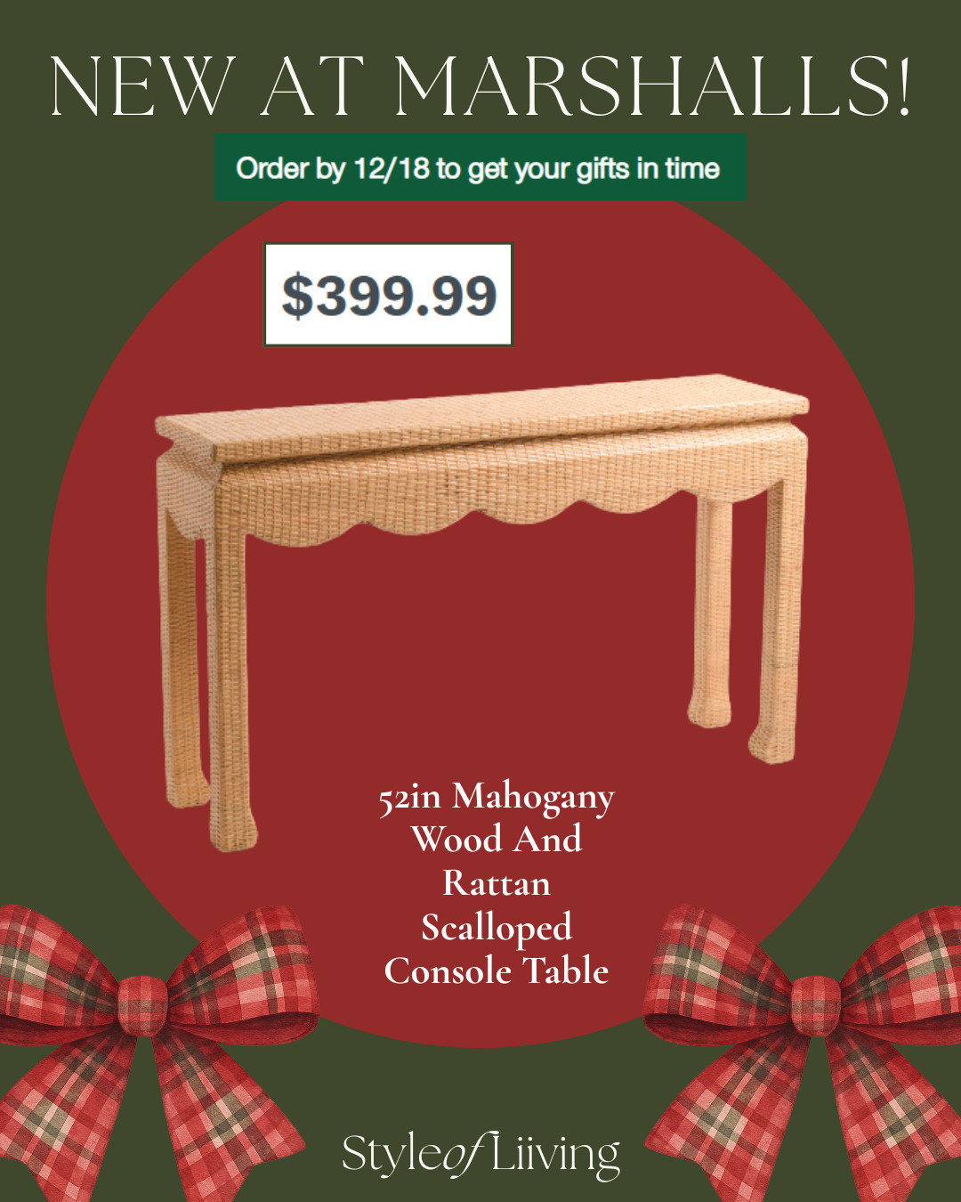 Mahogany wood and rattan scalloped edge console table from Marshalls!
#consoletable #rattan #scalloped #marshalls #tjmaxx #furniture 

 #LTKHome #LTKSaleAlert
