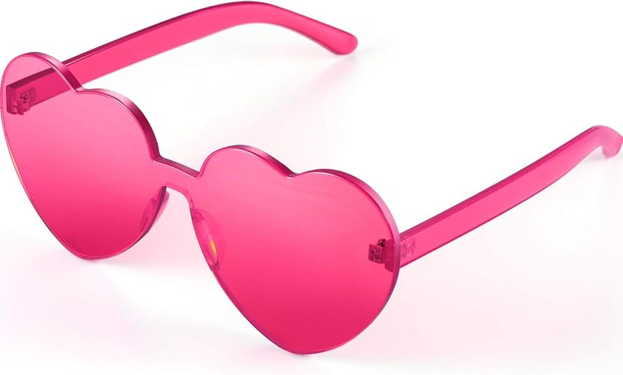 Maxdot Heart Shape Sunglasses Rimless Transparent Heart Glasses Colorful Party Favors | Amazon (US)