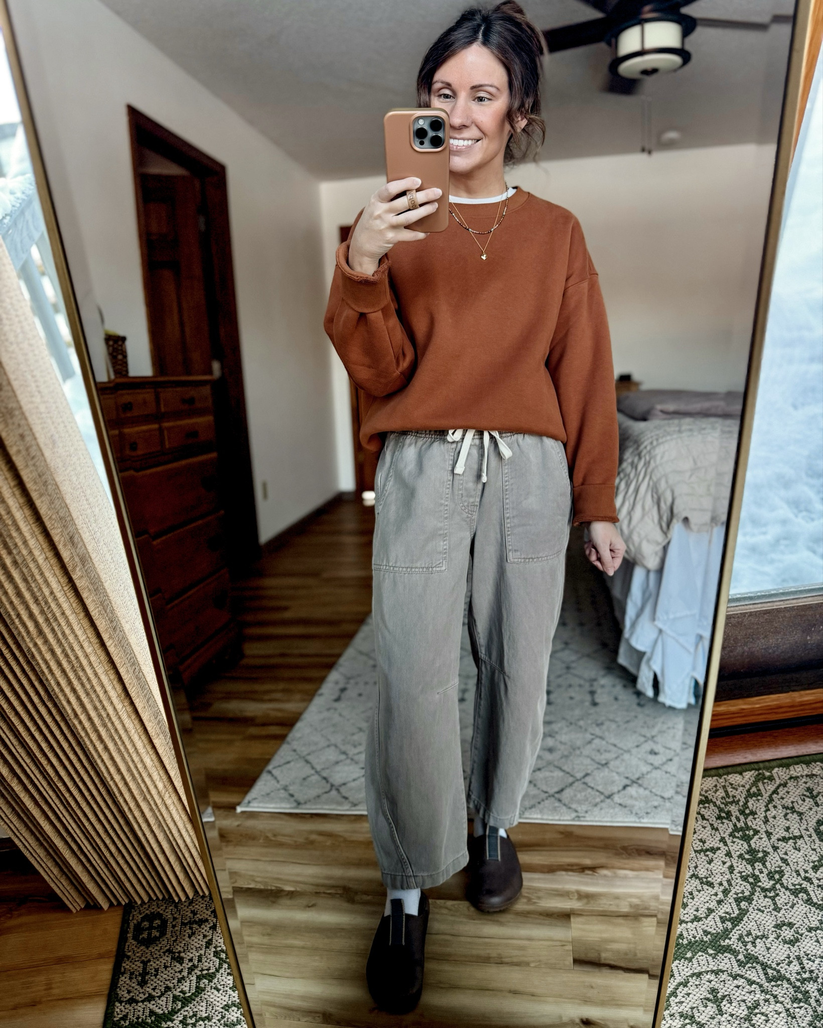 Wearing small in my tee, xs in my crewneck, xs petite/short in my barrel jeans, wearing size 6 in my clogs. My beaded necklace is sold out so I linked similar!

#LTKPetite #LTKgrwm #LTKSeasonal